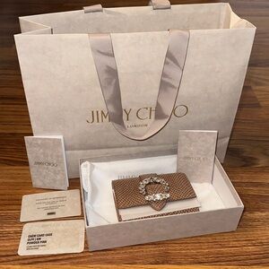 Jimmy Choo Powder Pink Card Case with Crystal Accent